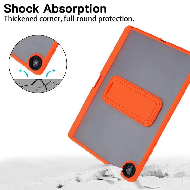 For Samsung Galaxy Tab A11 / Tab A9 Case Pencil Slot Kickstand Acrylic + Silicone Tablet Cover - Orange