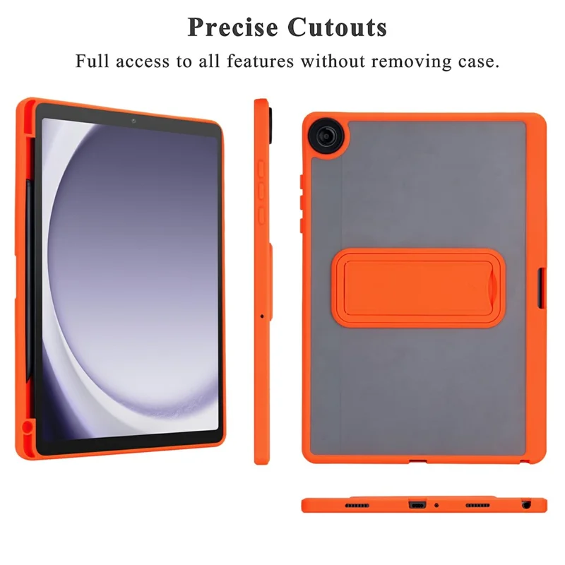 For Samsung Galaxy Tab A11 / Tab A9 Case Pencil Slot Kickstand Acrylic + Silicone Tablet Cover - Orange