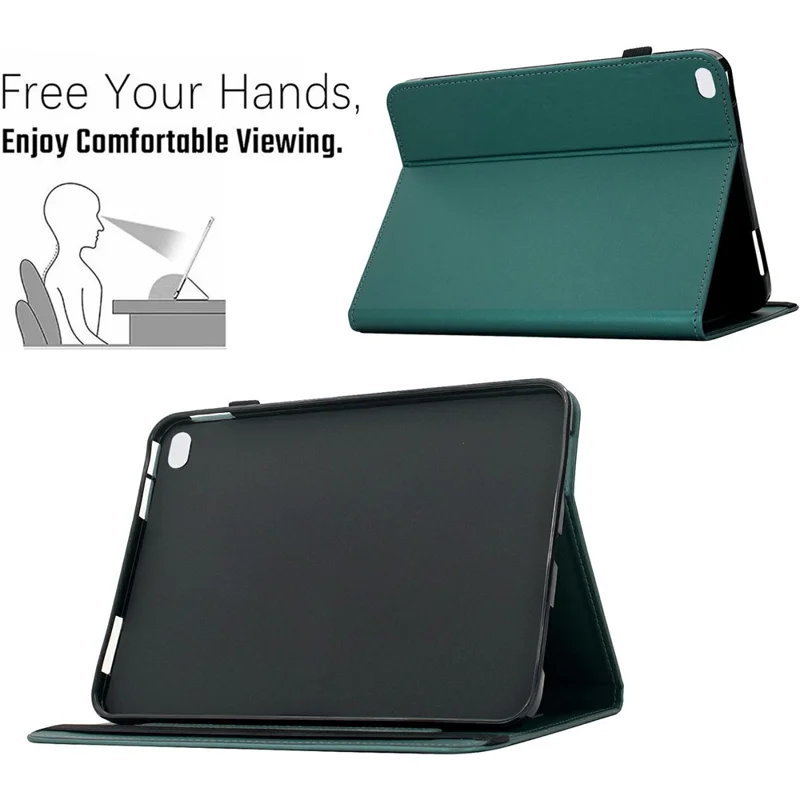For iPad 9.7-inch (2018) / (2017) Case Solid Color PU Leather Card Holder Stand Tablet Cover - Green