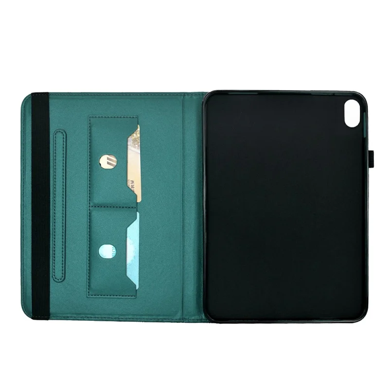 For iPad mini (2024) / (2021) Case Solid Color PU Leather Card Holder Stand Tablet Cover - Green
