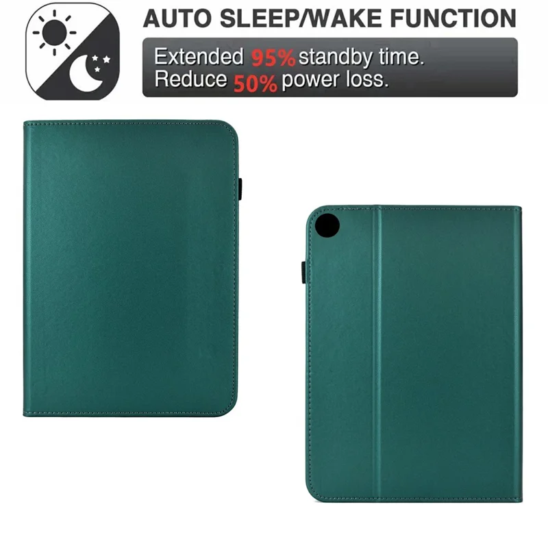 For Lenovo Tab K9 Case Solid Color PU Leather Card Holder Stand Tablet Cover - Green