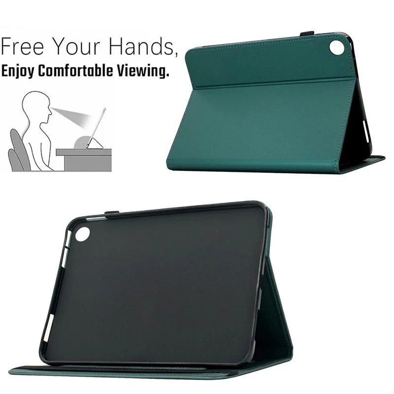 For Lenovo Tab K9 Case Solid Color PU Leather Card Holder Stand Tablet Cover - Green