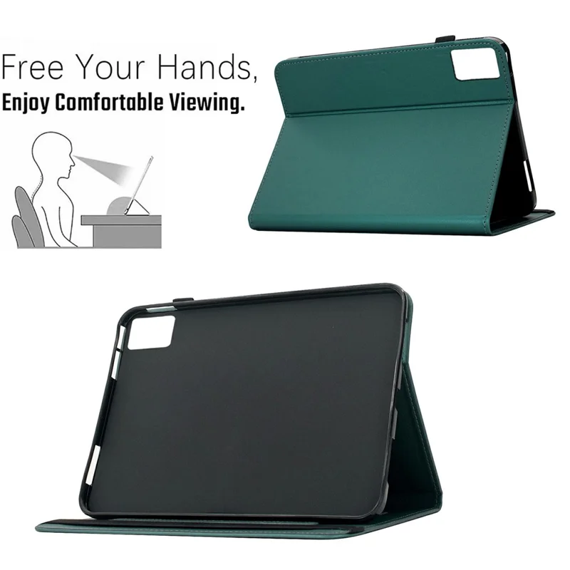 Til Lenovo Xiaoxin Pad 11 2025 Taske, solid farve PU-læder med kortlommer og stander til tablet - Grøn