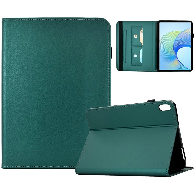 For Honor Pad X9 / Pad X8a Case Solid Color PU Leather Card Holder Stand Tablet Cover - Green