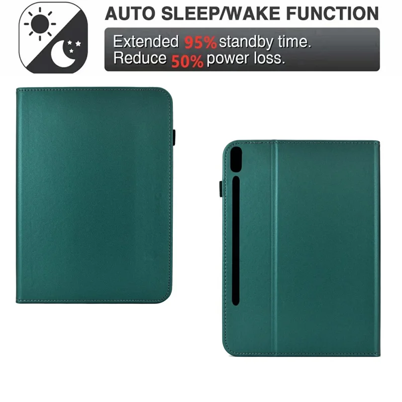 For Samsung Galaxy Tab S10 FE+ Case Solid Color PU Leather Card Holder Stand Tablet Cover - Green