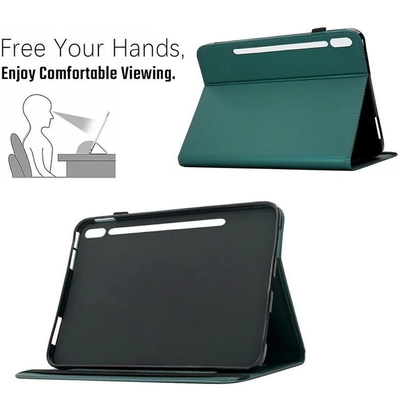 PU Leather Case for Samsung Galaxy Tab S10 Lite / Tab S10 FE / Tab S9 FE / Tab S9 Solid Color Card Holder Stand Tablet Cover - Green