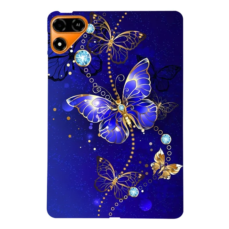 For TECNO Megapad 2 TPU Case Pattern Printing Slim Tablet Protective Cover - Blue Butterfly