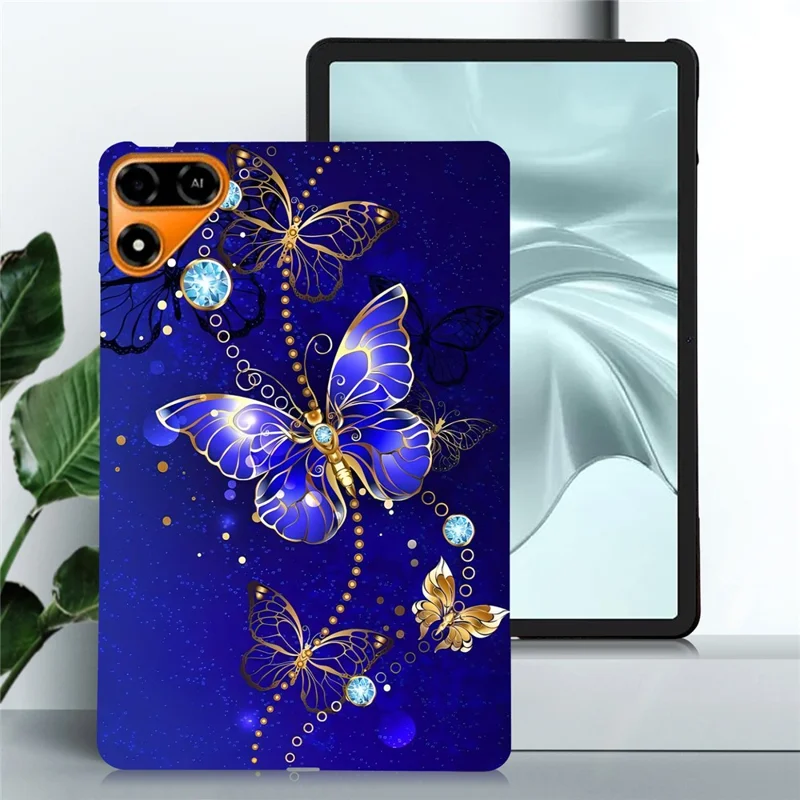 For TECNO Megapad 2 TPU Case Pattern Printing Slim Tablet Protective Cover - Blue Butterfly