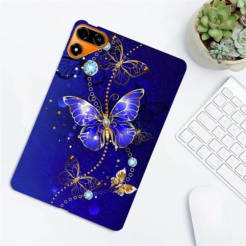 For TECNO Megapad 2 TPU Case Pattern Printing Slim Tablet Protective Cover - Blue Butterfly