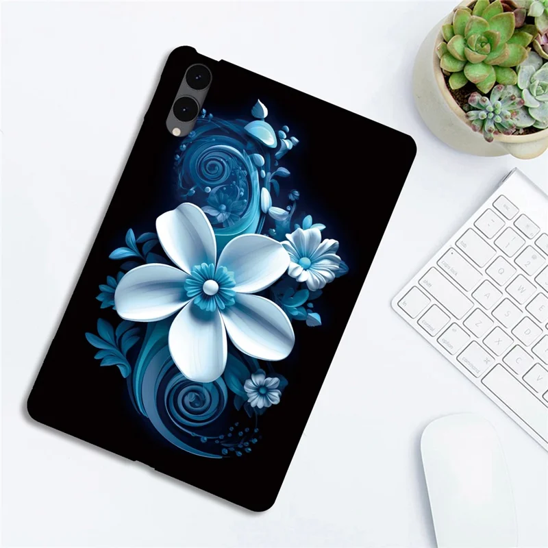 Voor Samsung Galaxy Tab S12+ Hoesje Patroonbedrukking Slanke Zachte TPU Tabletcover - Zwarte Orchidee