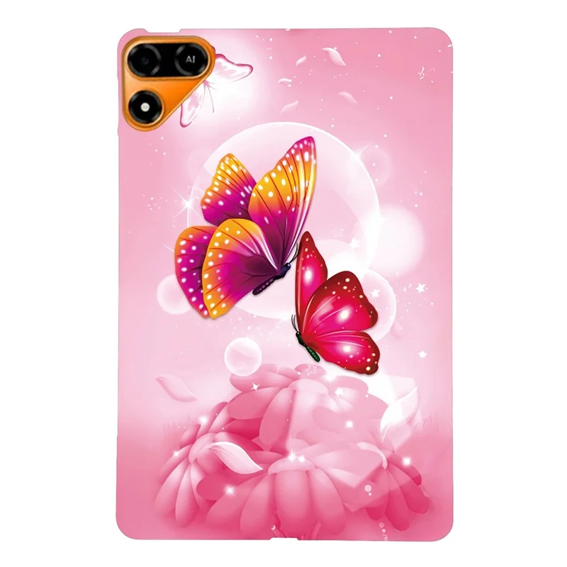 For TECNO Megapad 2 Case Pattern Printing Slim Soft TPU Tablet Cover - Pink Butterfly