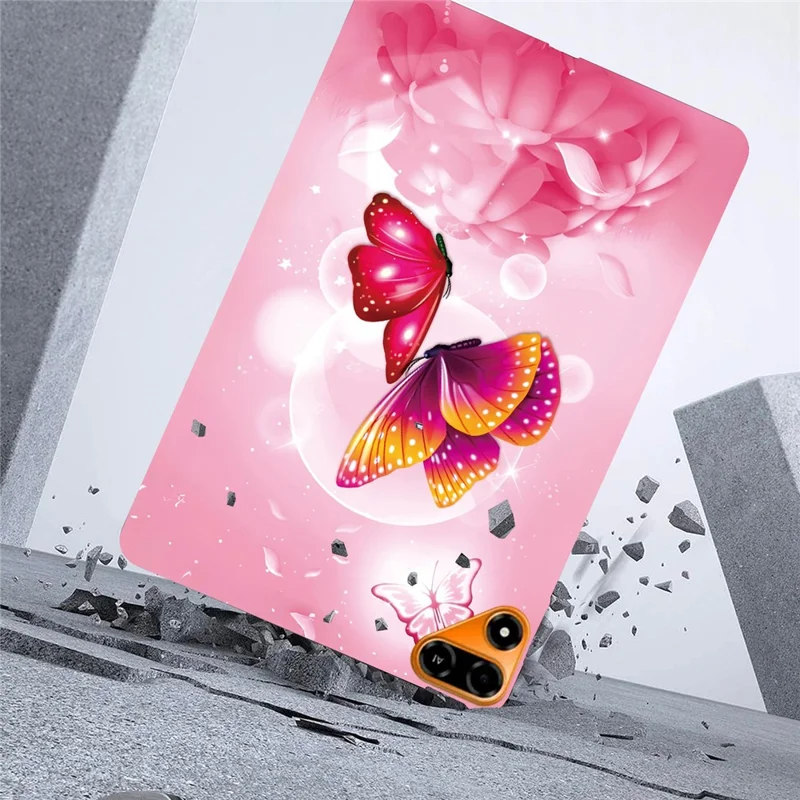 For TECNO Megapad 2 Case Pattern Printing Slim Soft TPU Tablet Cover - Pink Butterfly