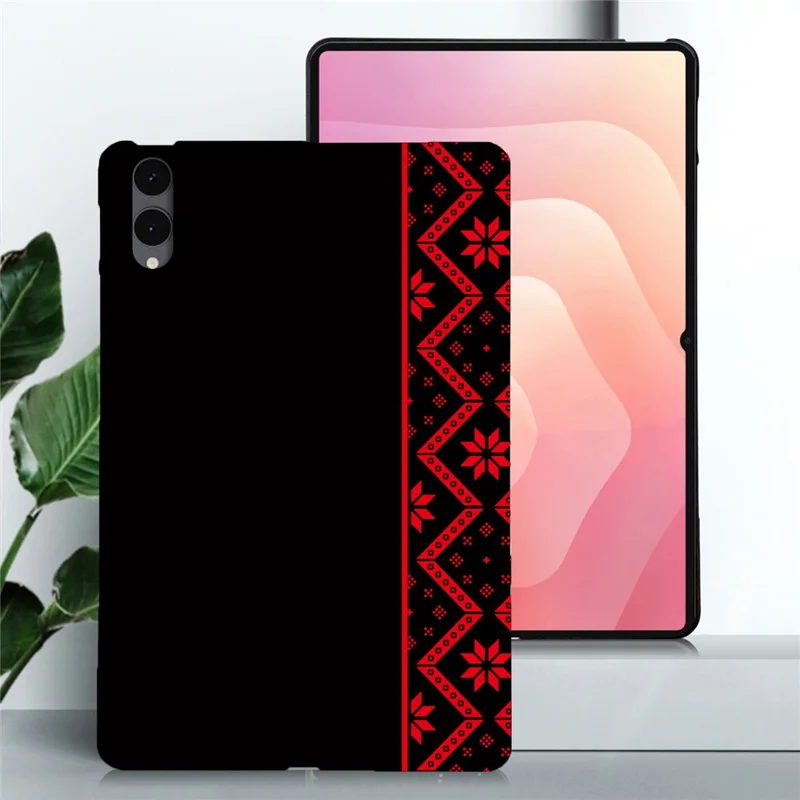 Etui do Samsung Galaxy Tab S12+ z nadrukiem wzoru, miękka osłona TPU - czerwony etniczny wzór