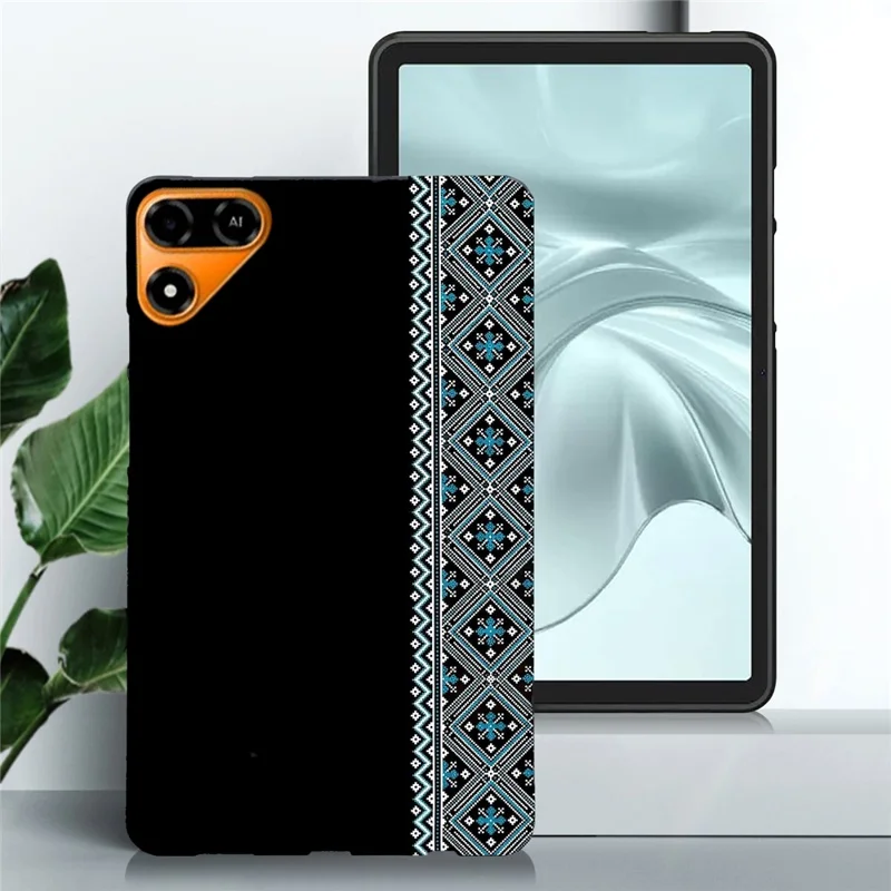 For TECNO Megapad 2 Case Pattern Printing Soft TPU Tablet Cover - Blue Ethnic Pattern