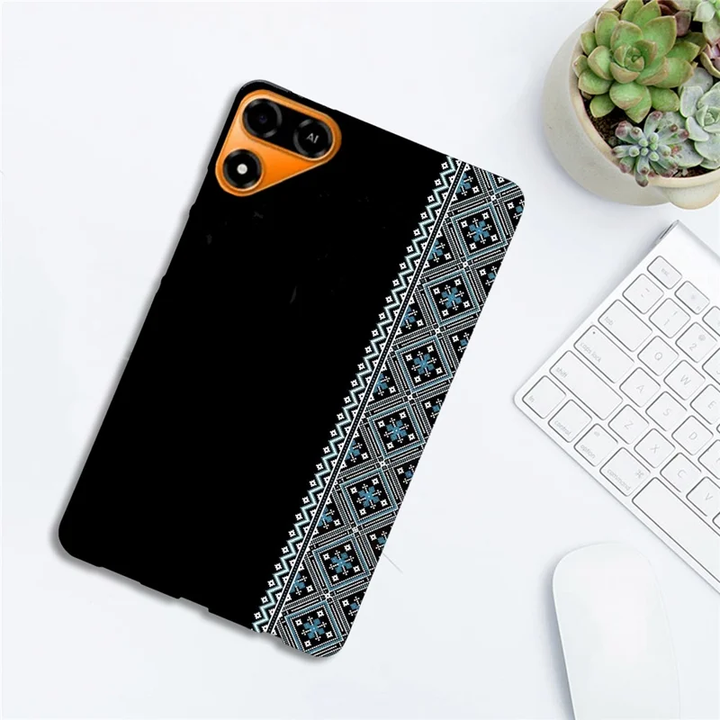 For TECNO Megapad 2 Case Pattern Printing Soft TPU Tablet Cover - Blue Ethnic Pattern