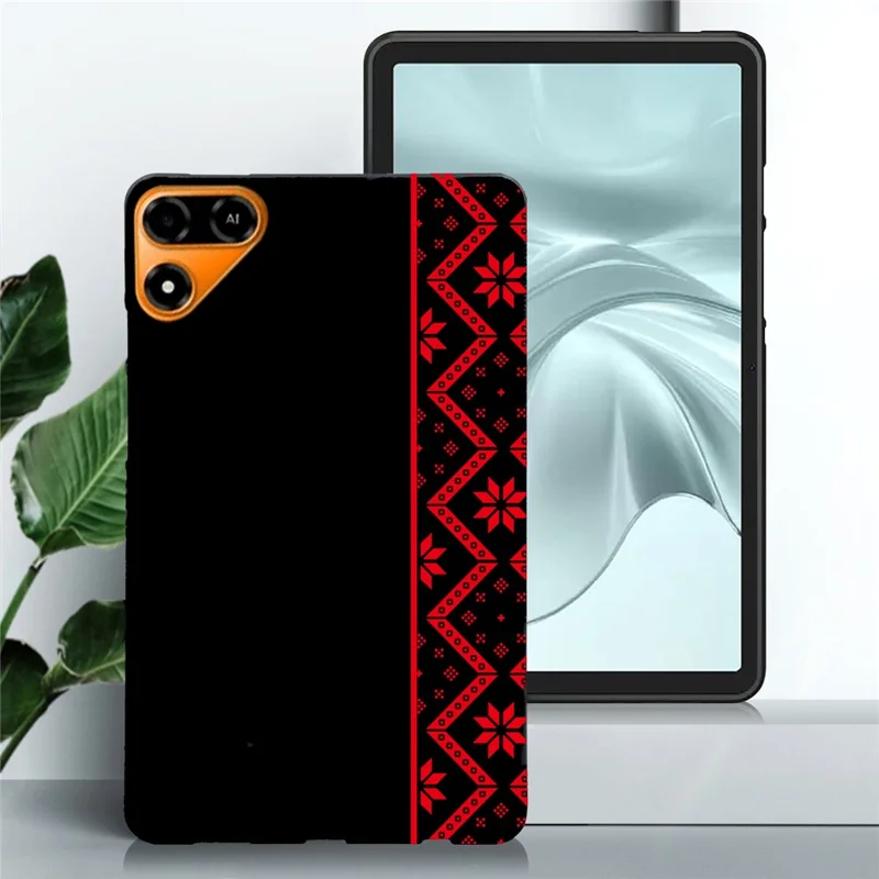 For TECNO Megapad SE2 Case Pattern Printing Soft TPU Tablet Cover - Red Ethnic Pattern