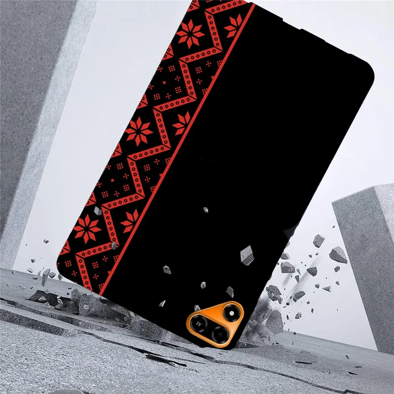 For TECNO Megapad SE2 Case Pattern Printing Soft TPU Tablet Cover - Red Ethnic Pattern