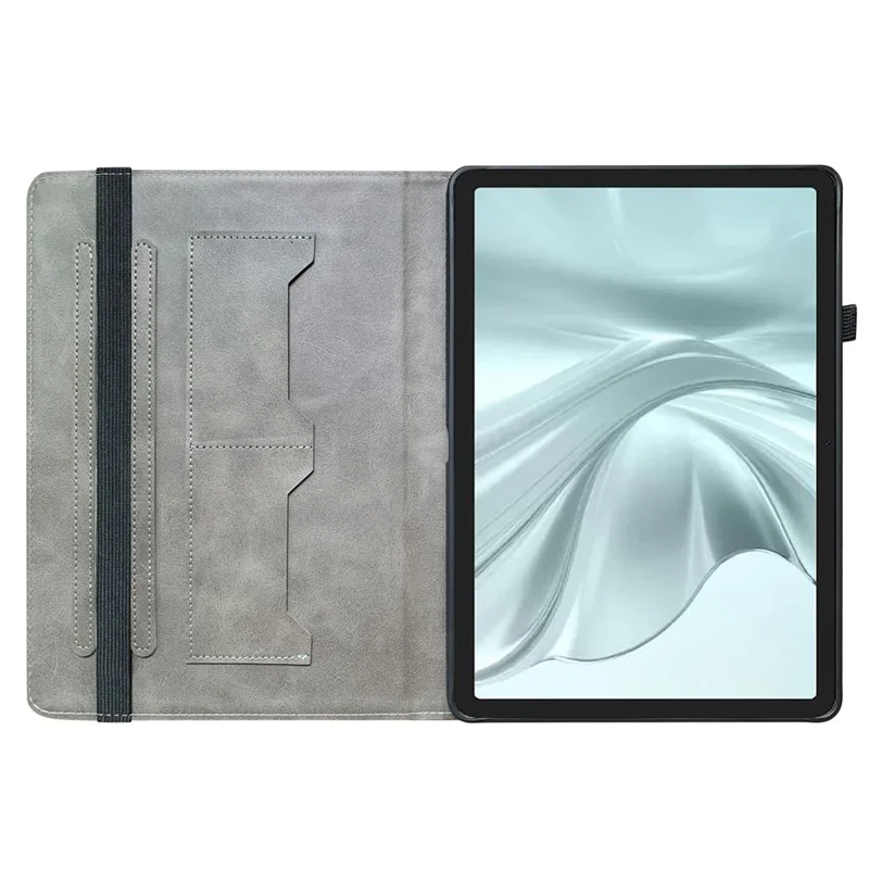 For TECNO Megapad 2 Leather Case Pattern Printed Stand Tablet Cover with Card Slots - Plum Blossom