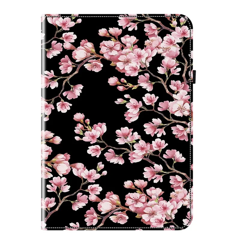 For TECNO Megapad 2 Leather Case Pattern Printed Stand Tablet Cover with Card Slots - Plum Blossom