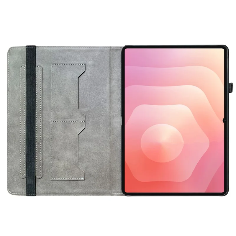 Etui z nadrukiem skóry dla Samsung Galaxy Tab S12+ z funkcją podstawki i kieszeniami na karty - Głowa lwa