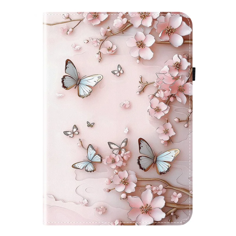 Cover in Pelle per Samsung Galaxy Tab S12+, Custodia con Stampa a Farfalla Rosa, Supporto con Slot per Carte - Rosa