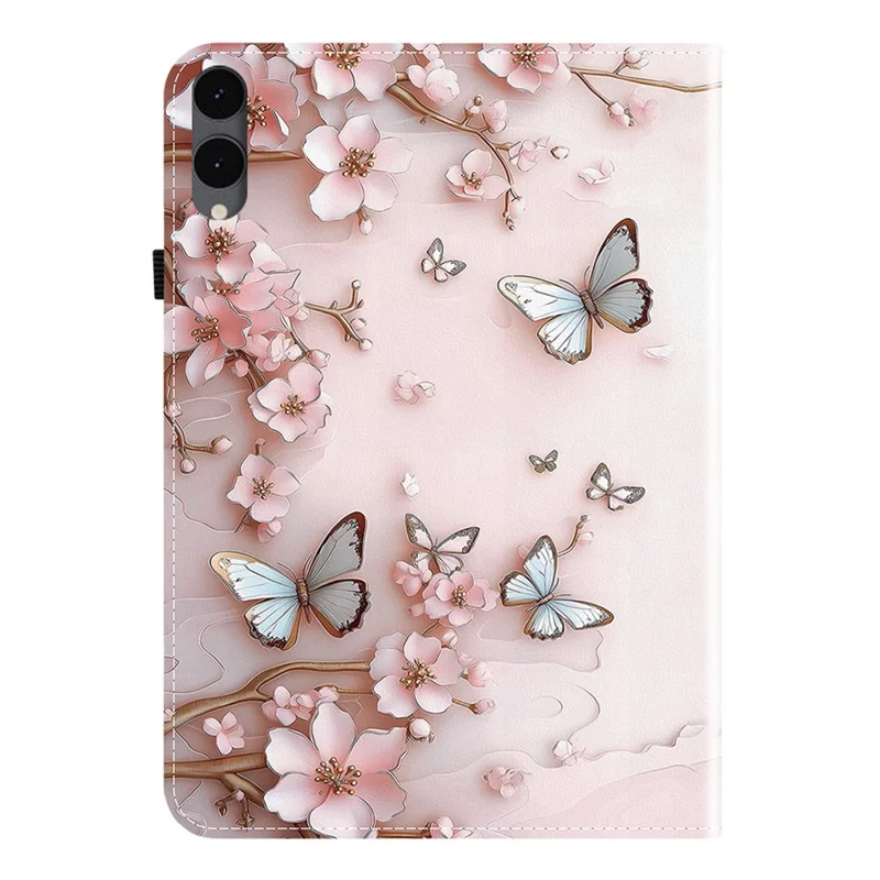 Cover in Pelle per Samsung Galaxy Tab S12+, Custodia con Stampa a Farfalla Rosa, Supporto con Slot per Carte - Rosa
