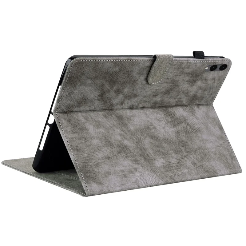 For Samsung Galaxy Tab S12+ Case Tiger Imprint Anti-Scratch PU Leather Tablet Cover - Grey