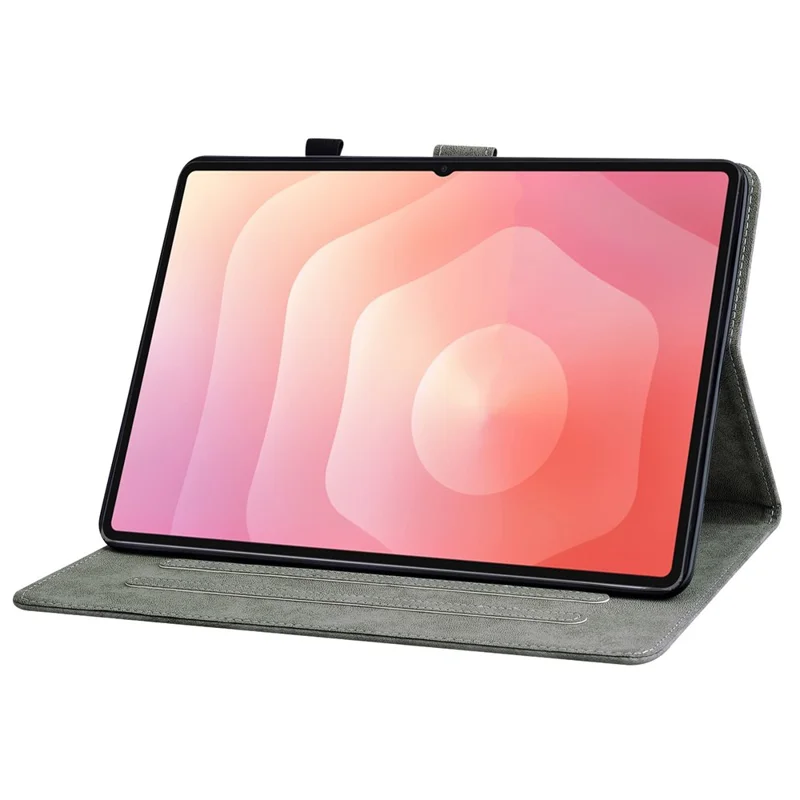 For Samsung Galaxy Tab S12+ Case Tiger Imprint Anti-Scratch PU Leather Tablet Cover - Grey