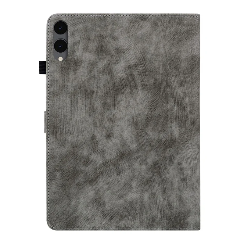 For Samsung Galaxy Tab S12+ Case Tiger Imprint Anti-Scratch PU Leather Tablet Cover - Grey