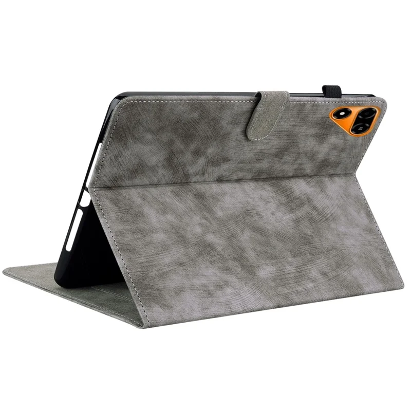 For TECNO Megapad 2 Case Tiger Imprint Anti-Scratch PU Leather Tablet Cover - Grey