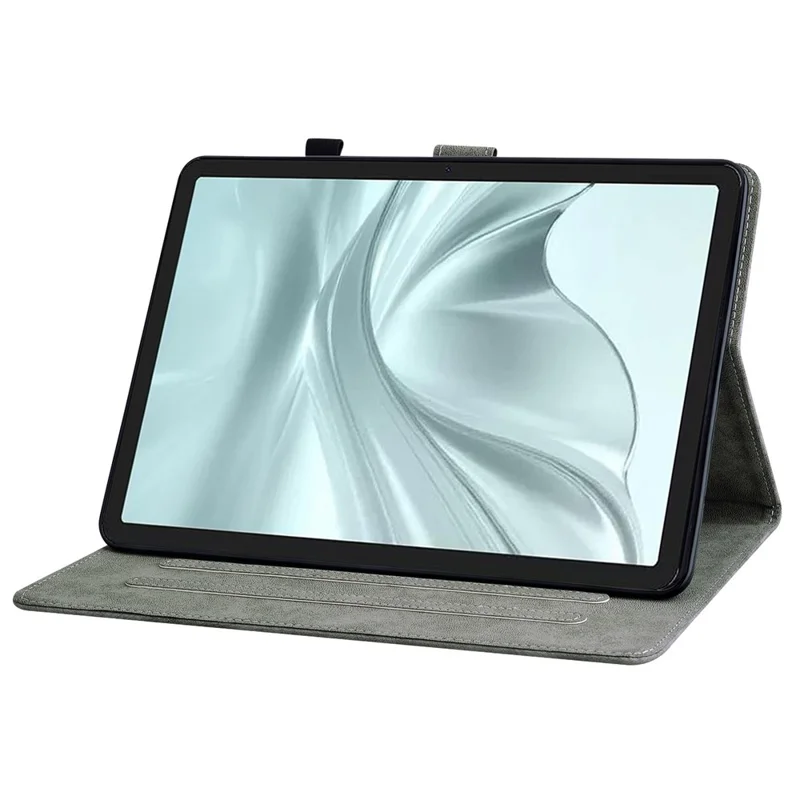 For TECNO Megapad 2 Case Tiger Imprint Anti-Scratch PU Leather Tablet Cover - Grey