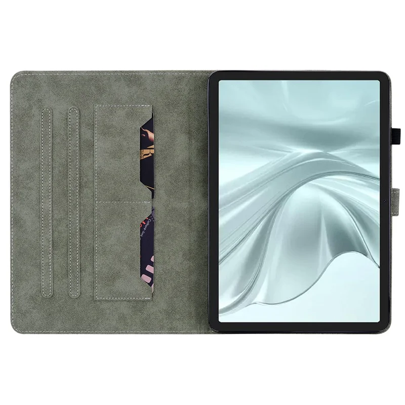 For TECNO Megapad 2 Case Tiger Imprint Anti-Scratch PU Leather Tablet Cover - Grey