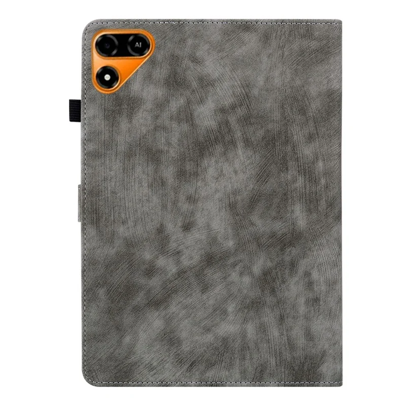 For TECNO Megapad 2 Case Tiger Imprint Anti-Scratch PU Leather Tablet Cover - Grey