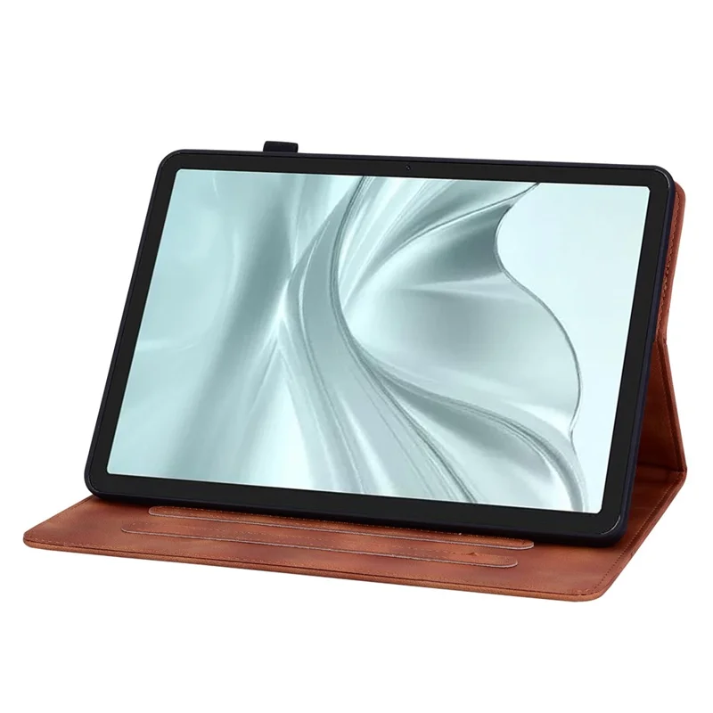 For TECNO Megapad 2 Case Lily Flower Imprint Card Slots Leather Tablet Cover - Brown