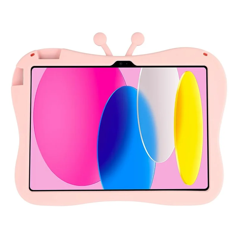 For iPad (2025) / iPad 10.9 (2022) Case 3D Butterfly Kickstand Silicone Tablet Protective Cover with Shoulder Strap