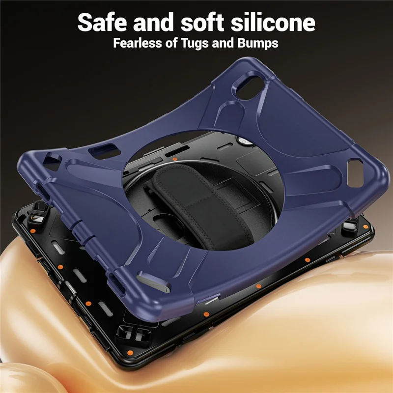 For Samsung Galaxy Tab S12+ Case TPU + PC + Silicone Kickstand Anti Drop Tablet Cover - Navy Blue