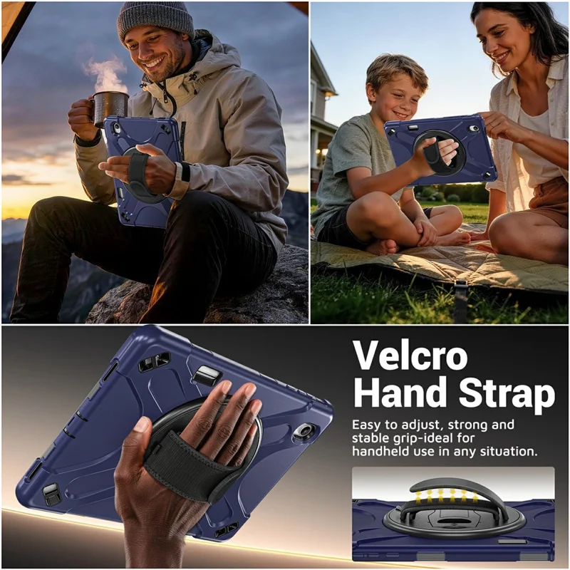 For Samsung Galaxy Tab S12+ Case TPU + PC + Silicone Kickstand Anti Drop Tablet Cover - Navy Blue