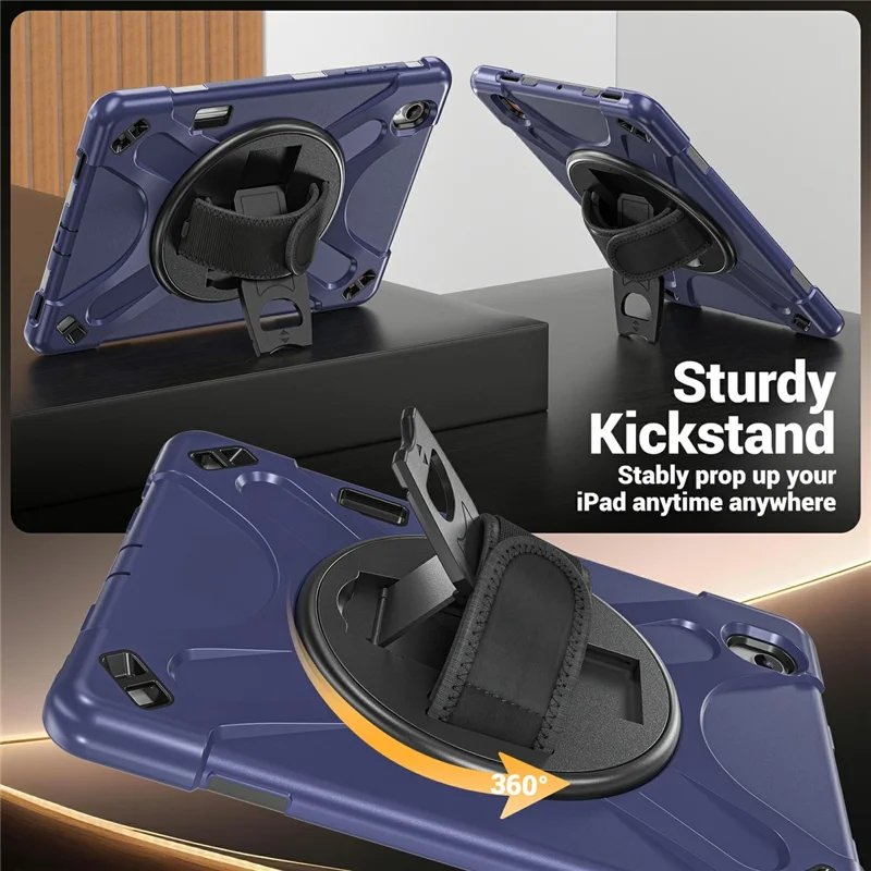 For Samsung Galaxy Tab S12+ Case TPU + PC + Silicone Kickstand Anti Drop Tablet Cover - Navy Blue