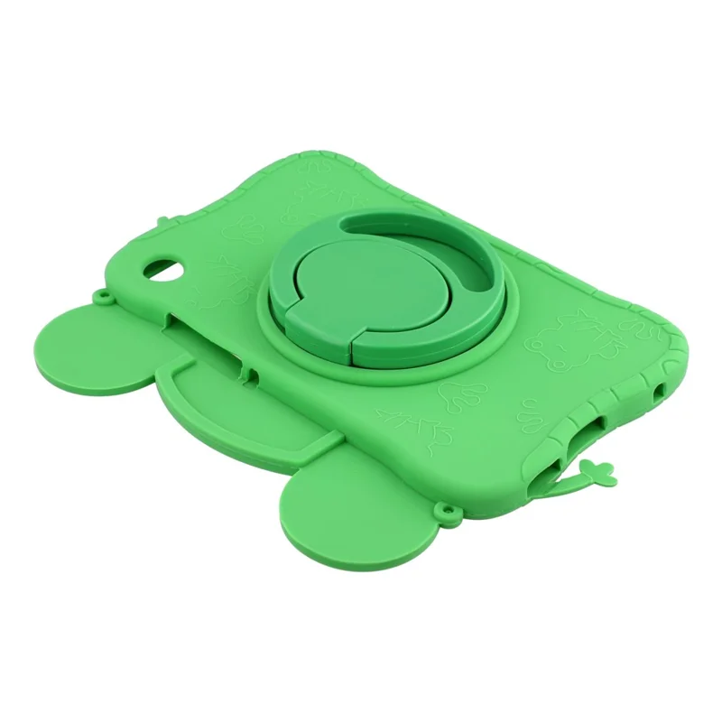 For Samsung Galaxy Tab A11 / Tab A9 Case Rotating Kickstand Cartoon Frog Silicone Tablet Cover with Shoulder Strap
