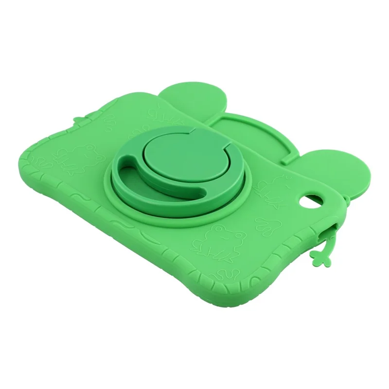 For Samsung Galaxy Tab A11 / Tab A9 Case Rotating Kickstand Cartoon Frog Silicone Tablet Cover with Shoulder Strap