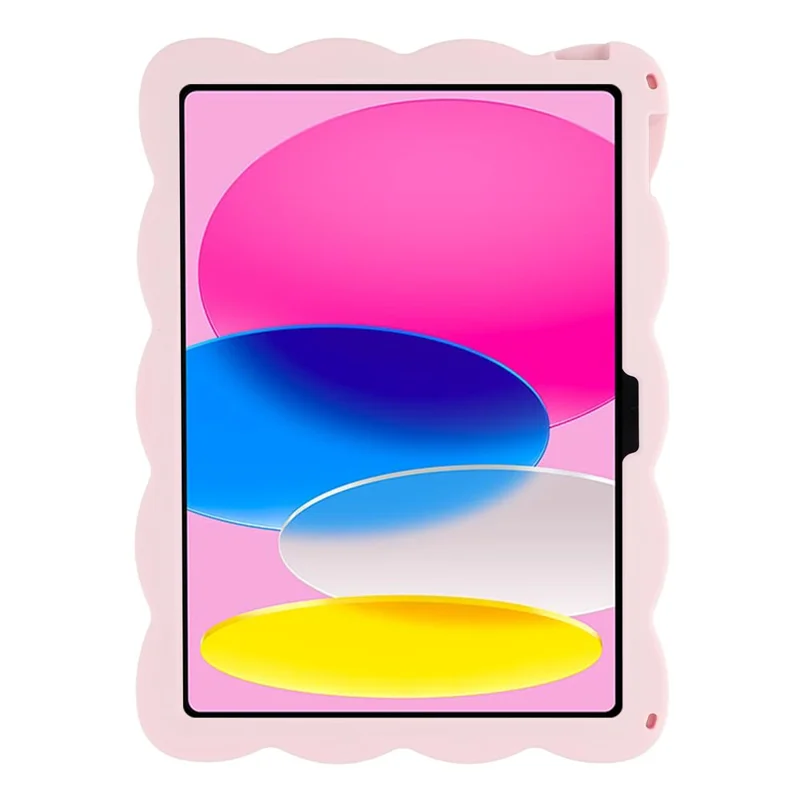 For iPad (2025) / iPad 10.9 (2022) Case Rotating Kickstand Square Texture Silicone Tablet Cover with Shoulder Strap - Pink