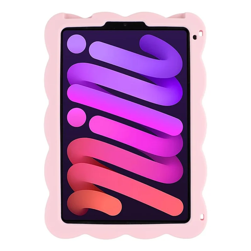 Funda para iPad mini (2024) / (2021) con Soporte Giratorio, Textura Cuadrada de Silicona, con Correa de Hombro - Rosa
