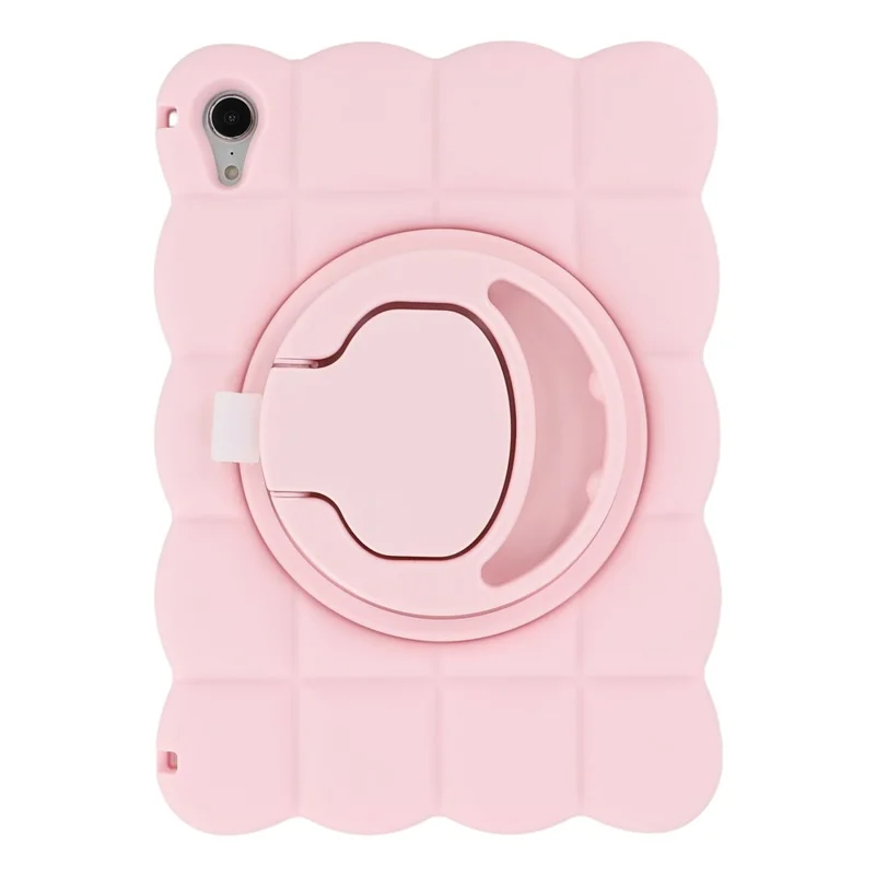 Funda para iPad mini (2024) / (2021) con Soporte Giratorio, Textura Cuadrada de Silicona, con Correa de Hombro - Rosa