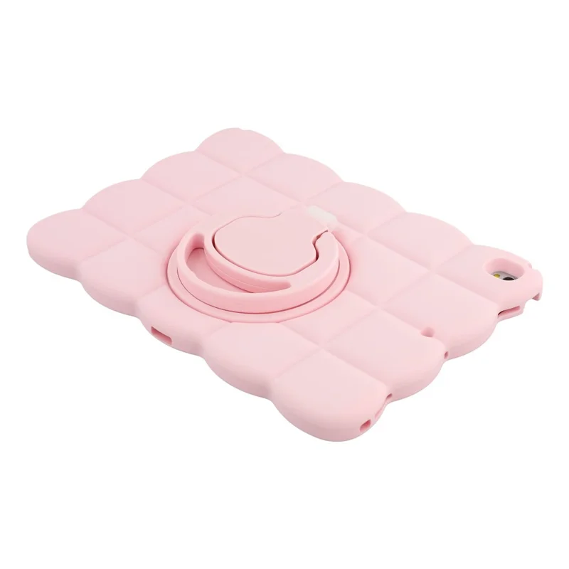 Funda para iPad mini (2024) / (2021) con Soporte Giratorio, Textura Cuadrada de Silicona, con Correa de Hombro - Rosa