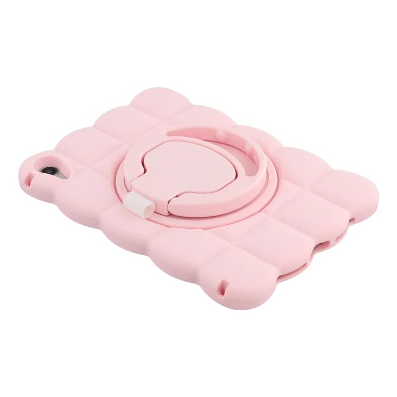 Funda para iPad mini (2024) / (2021) con Soporte Giratorio, Textura Cuadrada de Silicona, con Correa de Hombro - Rosa