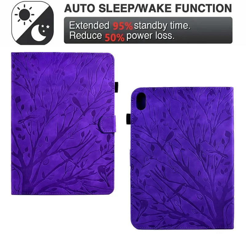 For Samsung Galaxy Tab S12+ Leather Case Tree Pattern Card Slots Stand Cover - Purple