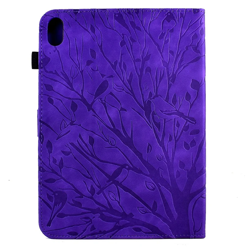 For Samsung Galaxy Tab S12+ Leather Case Tree Pattern Card Slots Stand Cover - Purple