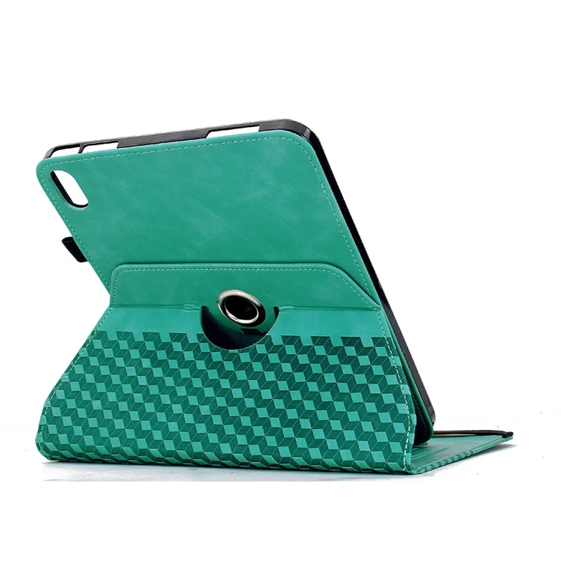 Til Samsung Galaxy Tab S12+ Taske med Roterende Stå og Kortlommer, Blokmønster, Læderdæksel - Lysegrøn