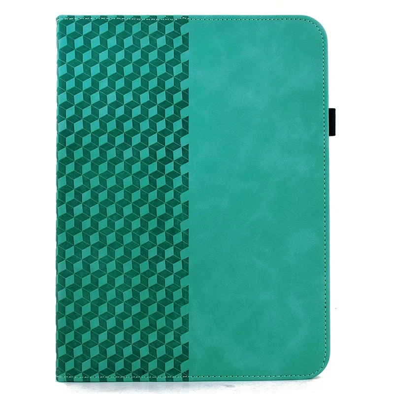 Til Samsung Galaxy Tab S12+ Taske med Roterende Stå og Kortlommer, Blokmønster, Læderdæksel - Lysegrøn