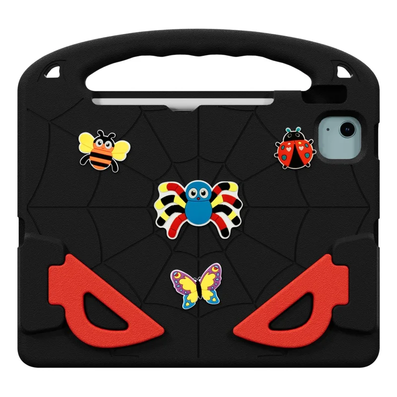 EVA-Hülle für iPad Air 11 (2026) / (2025) / (2024) / Air (2022) / (2020) / Pro 11 (2025) / (2024) / (2022) / (2021) / (2020) / (2018) Cartoon-Insekten stoßfester Tablet-Bezug mit Griff und Ständer – Schwarz Rot